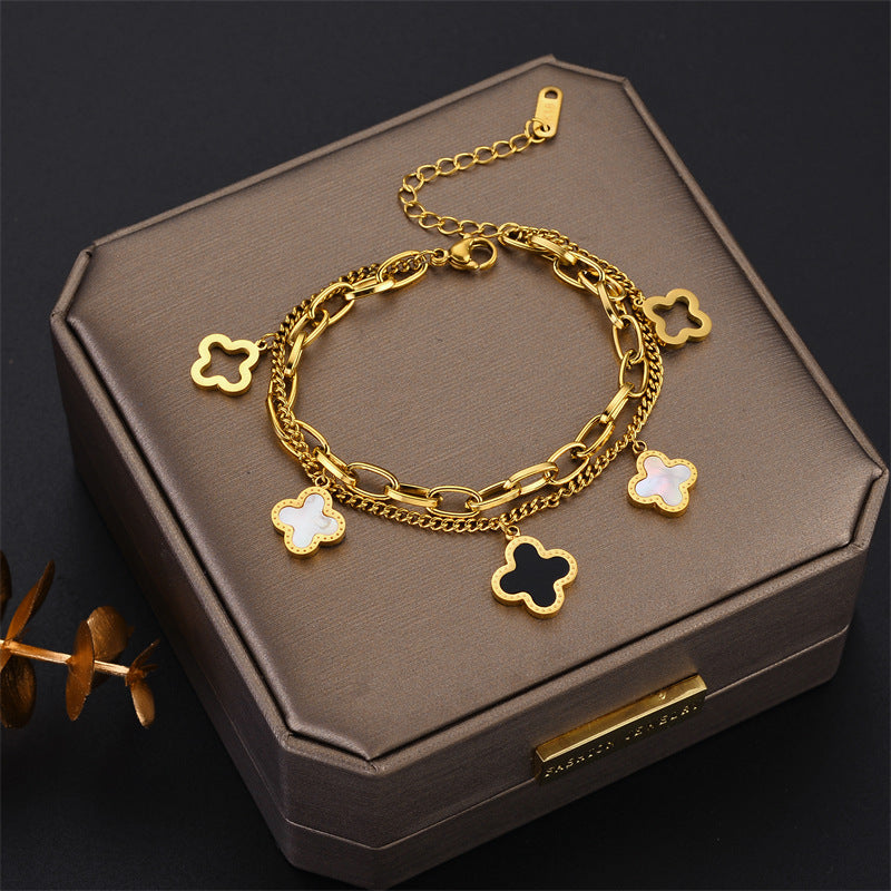 Four Clover Flower Charm Bracelet
