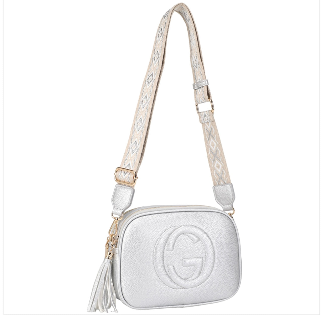 Silver Metallic Crossbody Bag