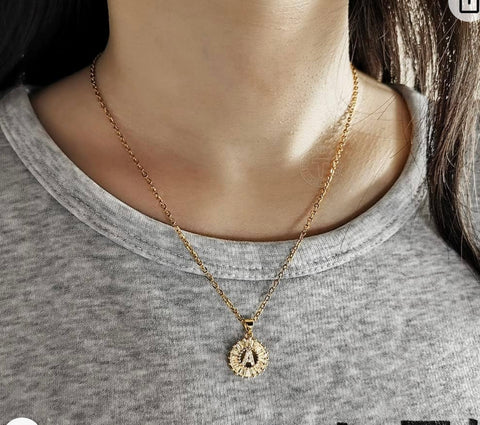 Small Gold Initial Pendant Necklace