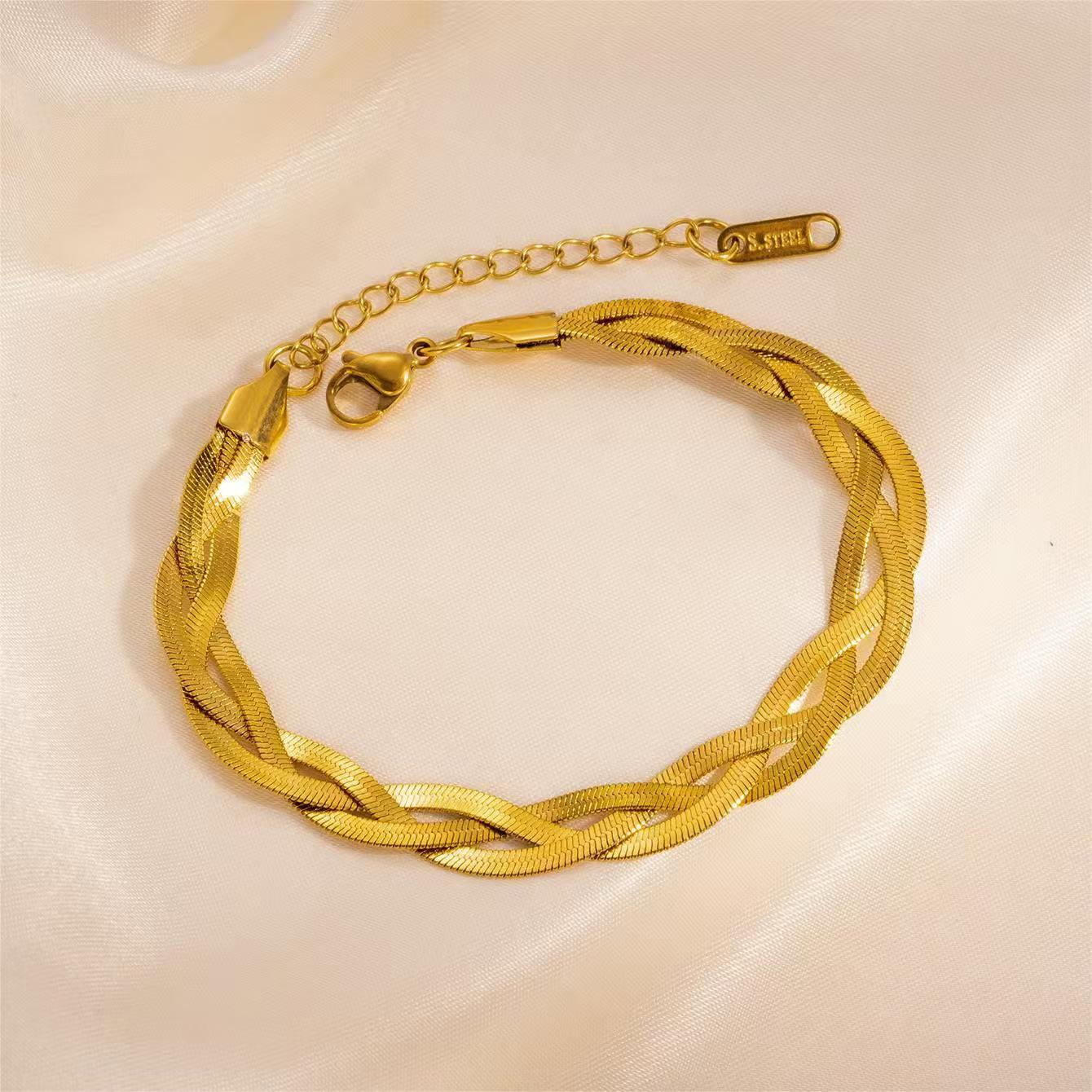 Stainless Steel Braided Gold Bracelet
