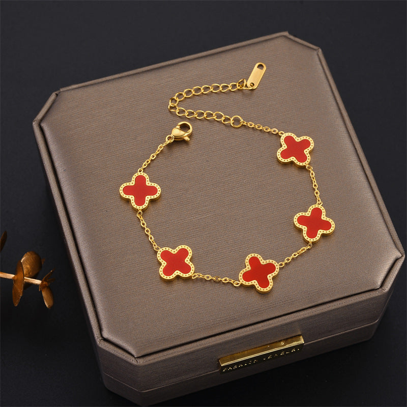 Clover Stainless Steel Coloful Bracelet