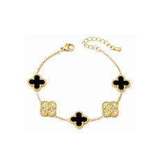 Four Clover Flower Bracelet with Rhinestones