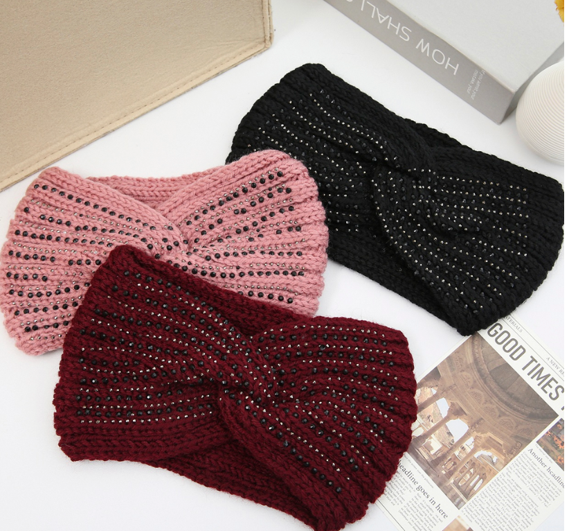 Knit Headband with Rhinestones