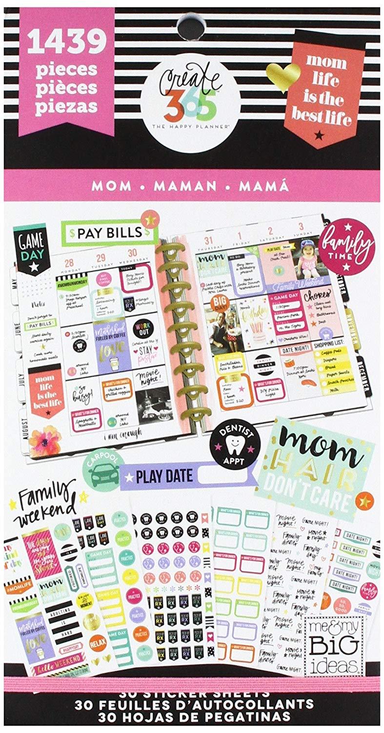 The Happy Planner Sticker Value Pack Planner, Mom Life, 1439 Stickers