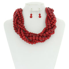 RED CHUNKY BRAIDED Necklace