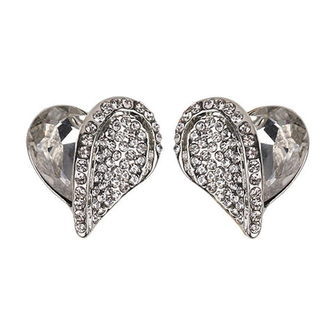 Clear Trendy Heart Shapped Earrings With Stones
