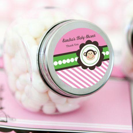 Pink Monkey Party Personalized Candy Jars