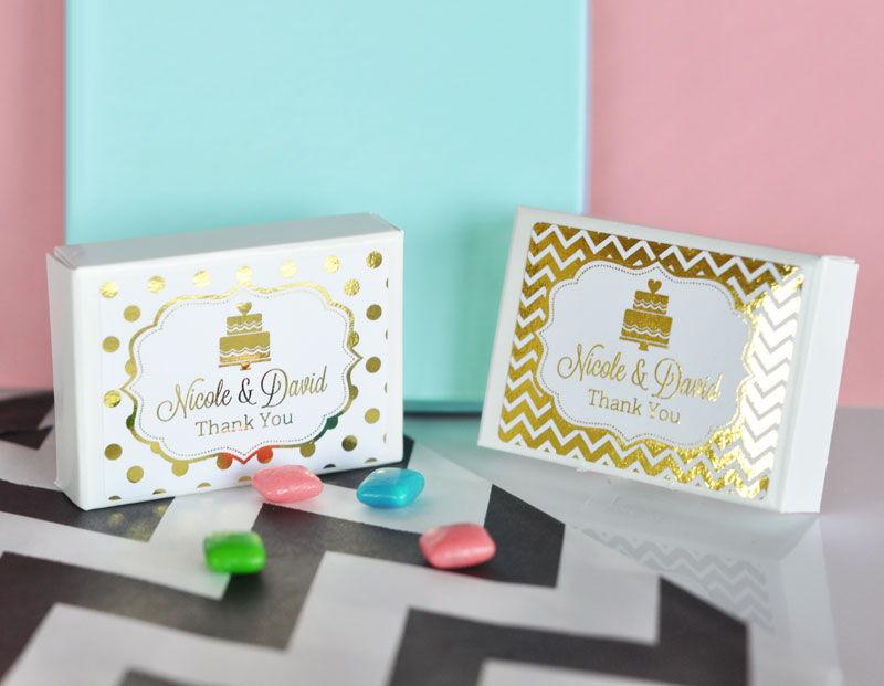 Personalized Metallic Foil Gum Boxes - Wedding
