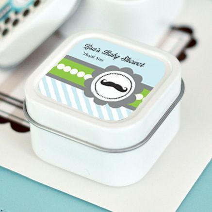 Little Man Party Personalized Square Candle Tins