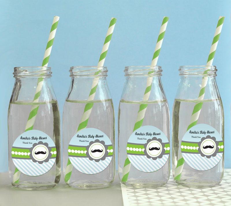 Little Man Party Personalized Milk Bottles