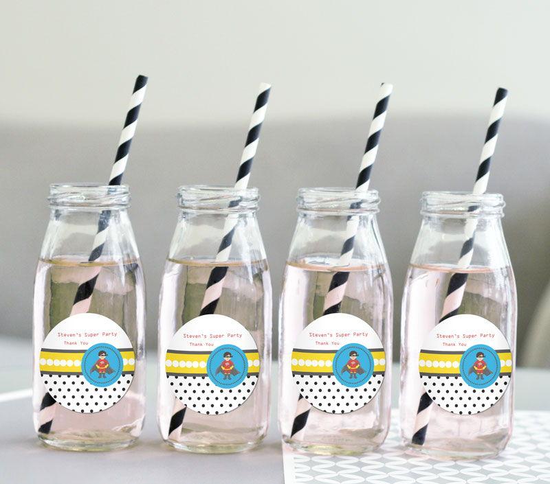 Super Hero Boy Birthday Personalized Milk Bottles