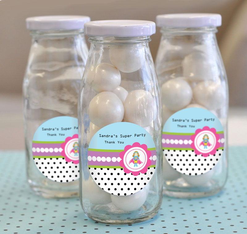 Super Hero Girl Birthday Personalized Milk Bottles