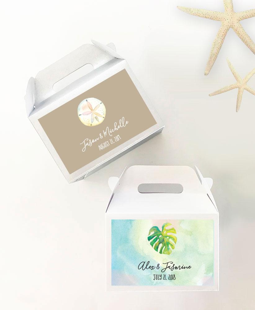Personalized Tropical Beach Mini Gable Boxes (set of 12)