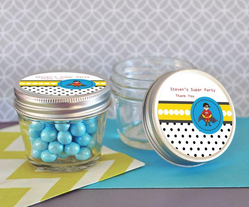 Super Hero Boy Birthday Small 4 oz Mason Jars