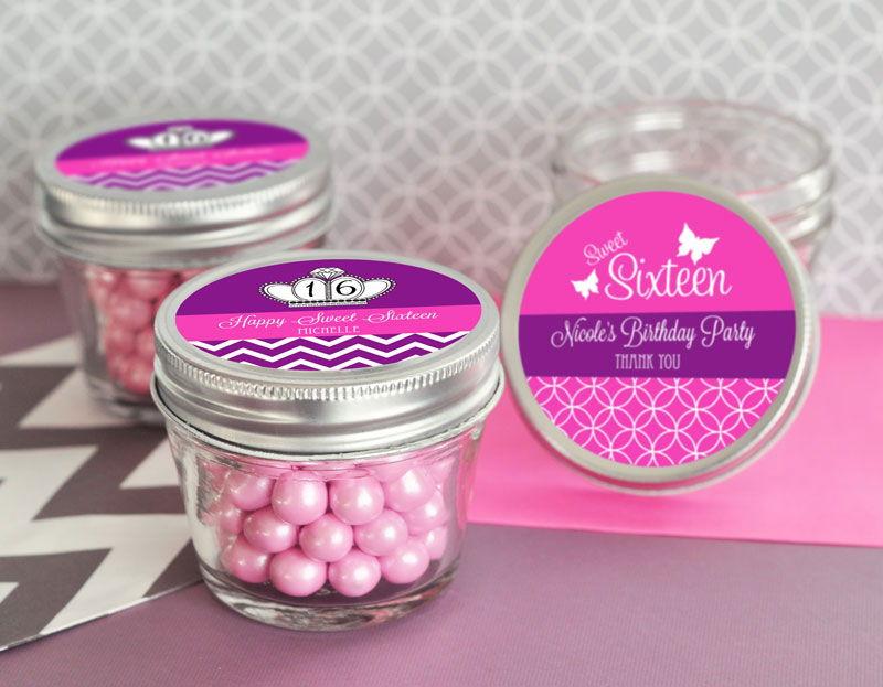 Personalized Sweet 16 or 15 Small 4 oz Mason Jars