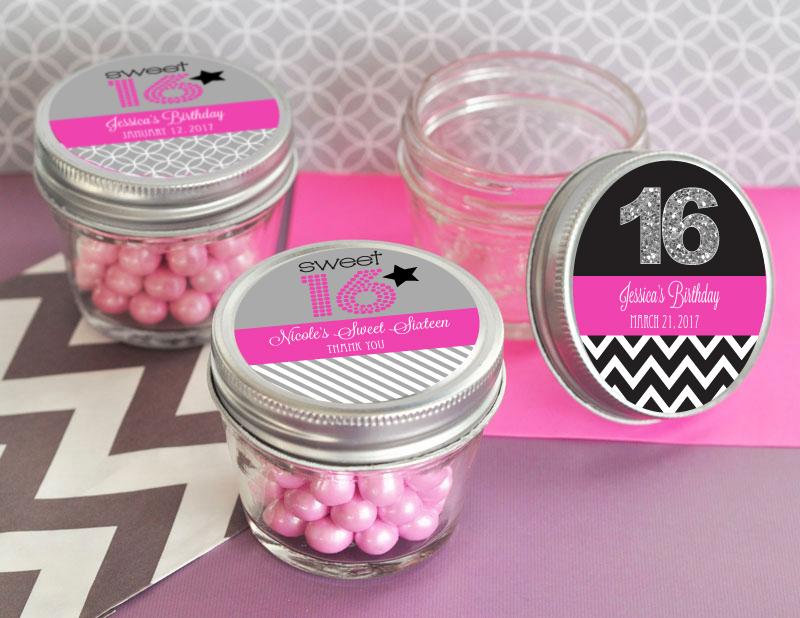 Personalized Sweet 16 or 15 Small 4 oz Mason Jars