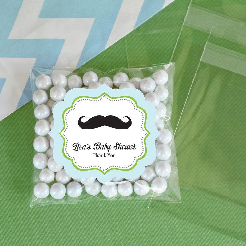 Personalized Little Man Clear Candy Bags (Set of 24)