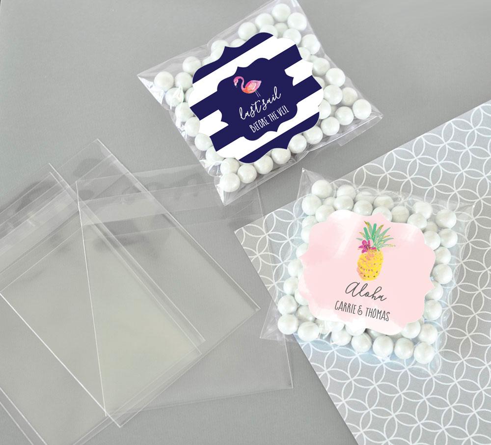 Personalized Tropical Beach Clear Candy Bags (Set of 24)