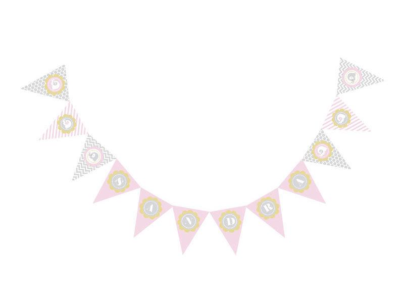 Pink Elephant Pennant Banner