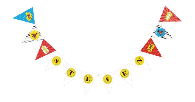 Super Hero Boy Birthday Pennant Banner