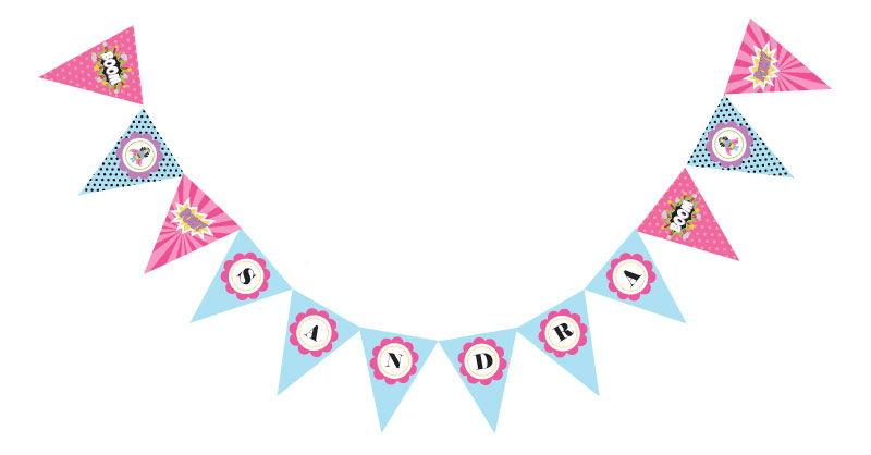 Super Hero Girl Birthday Pennant Banner
