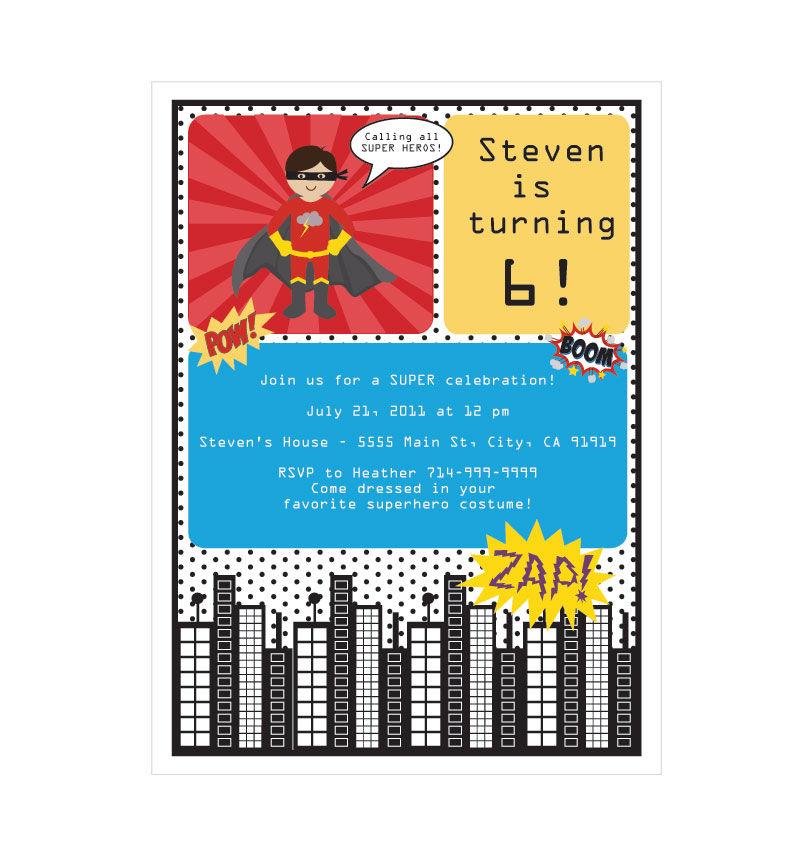 Super Hero Boy Birthday Invitations