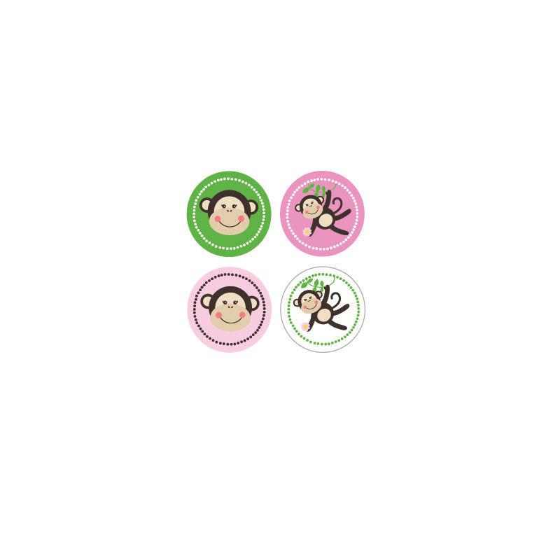 Pink Monkey Party Decorative Mini Stickers (Set of 32)