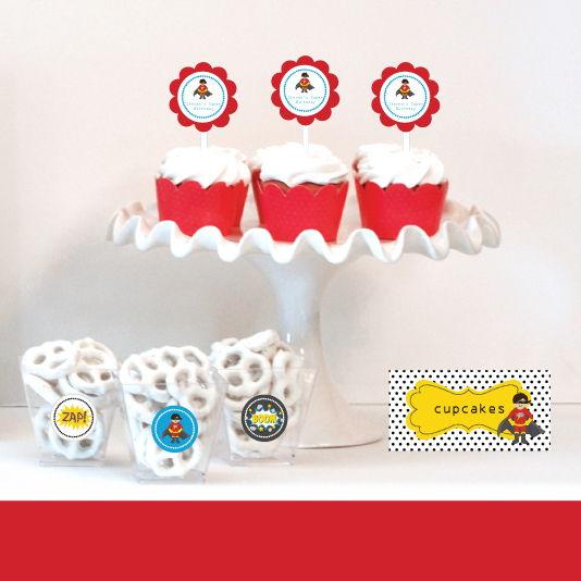 Super Hero Boy Birthday Decorative Mini Stickers (Set of 32)