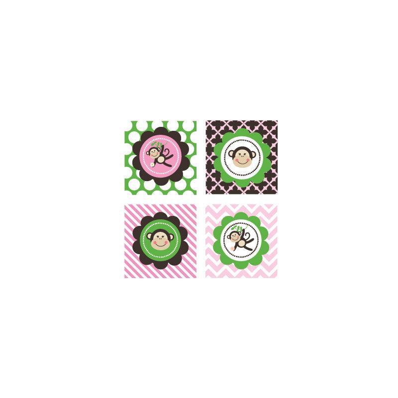 Pink Monkey Party Decorative Favor Tags (Set of 20)