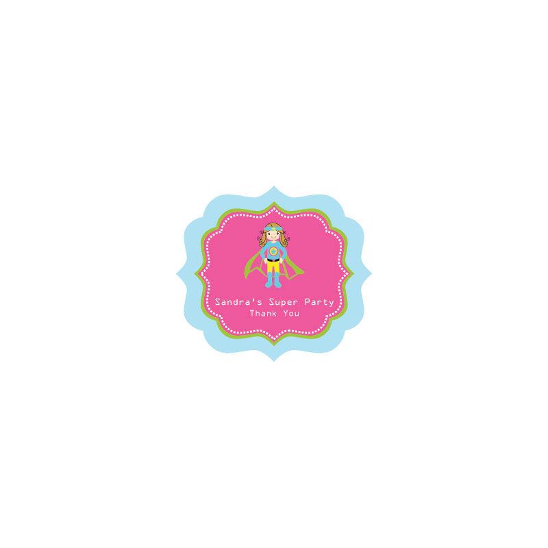 Super Hero Girl Birthday Frame Personalized Labels