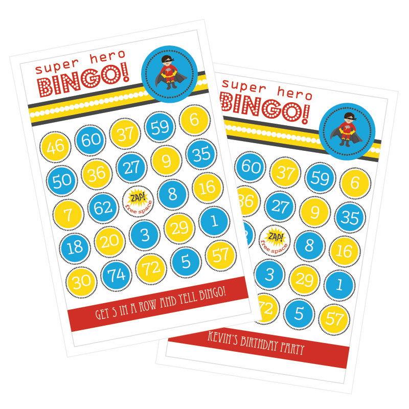 Baby Super Hero Boy Birthday Bingo (set of 16)