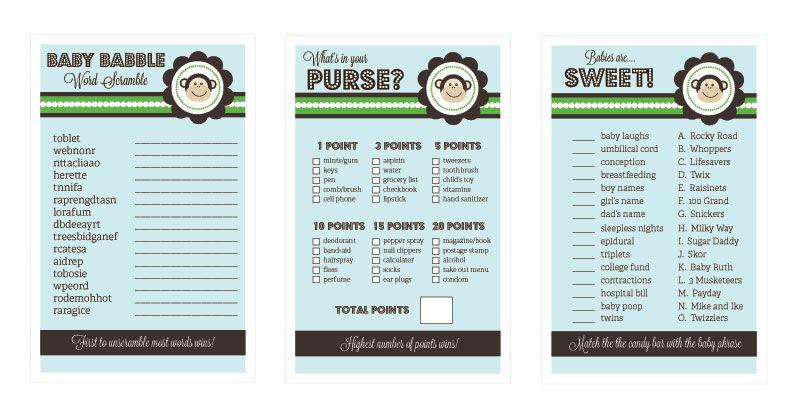 Baby Shower Games (Set of 10) - Blue Monkey