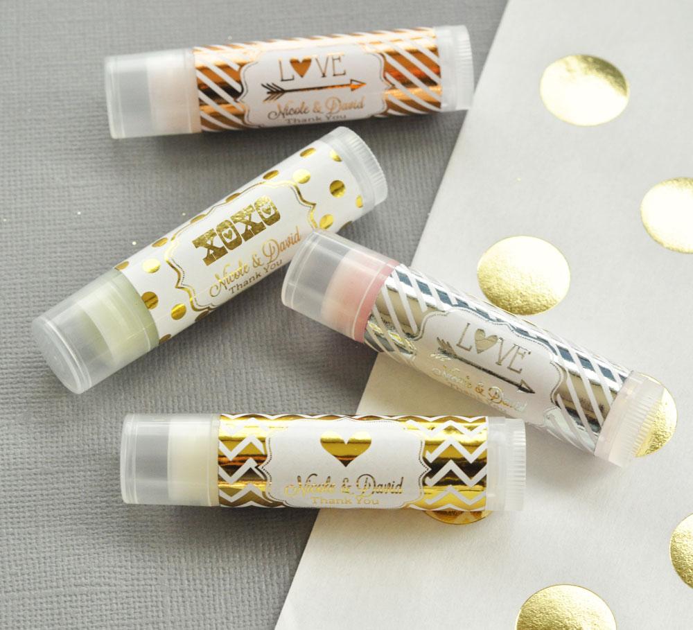 Personalized Metallic Foil Lip Balm Tubes - Set of 24
