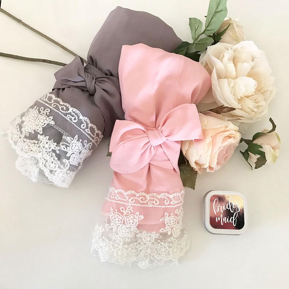 Cotton Lace Robes - Bridal Party Personalization Available