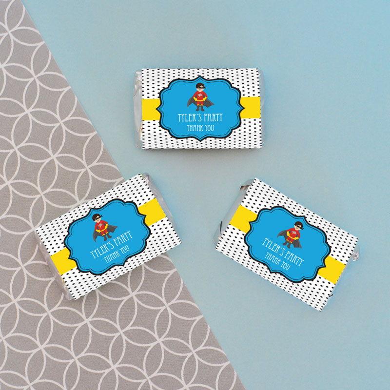 Personalized Super Hero Boy Birthday Mini Candy Bar Wrappers