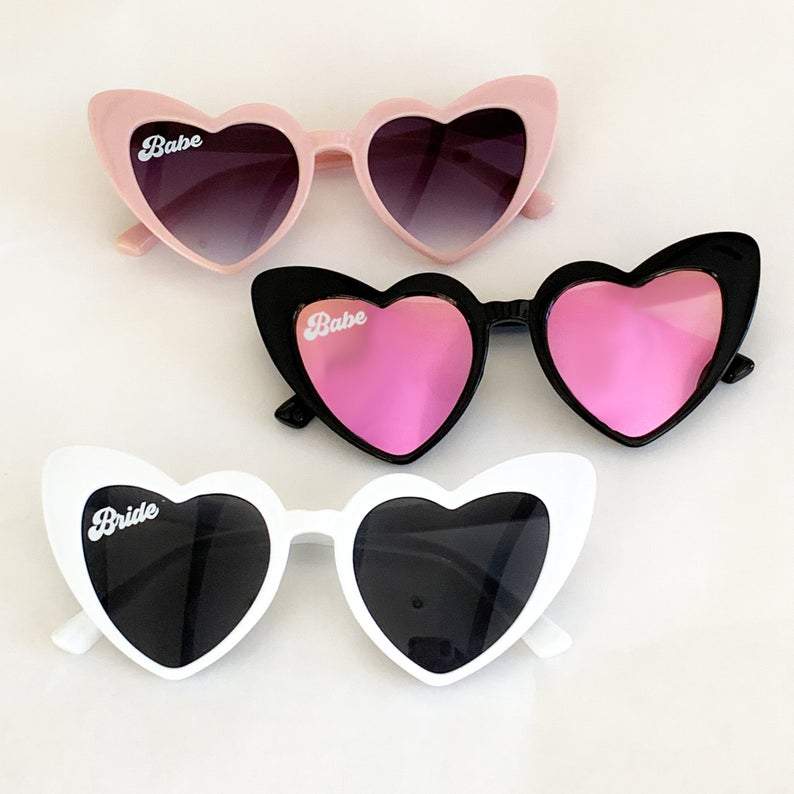 Heart Sunglasses Bride Babe Bridesmaid Gift Bachelorette Party Gift