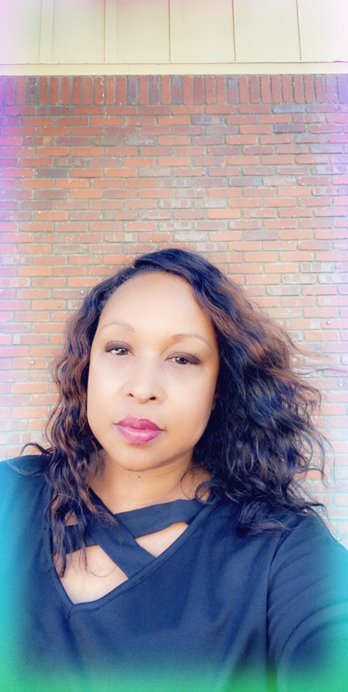 Tiffany French Terry V-Neck Top with Caged Neck and Puff Sleeves