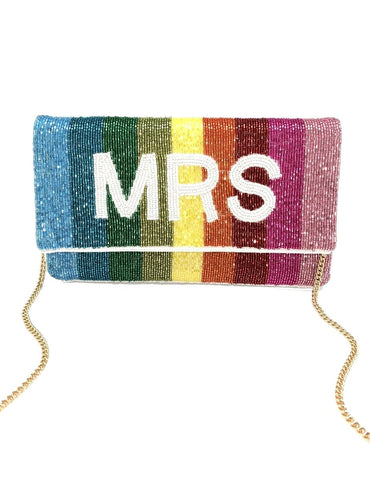 MRS Rainbow Beaded Clutch Bag