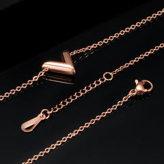 V Pendant Stainless Steel Necklace Set