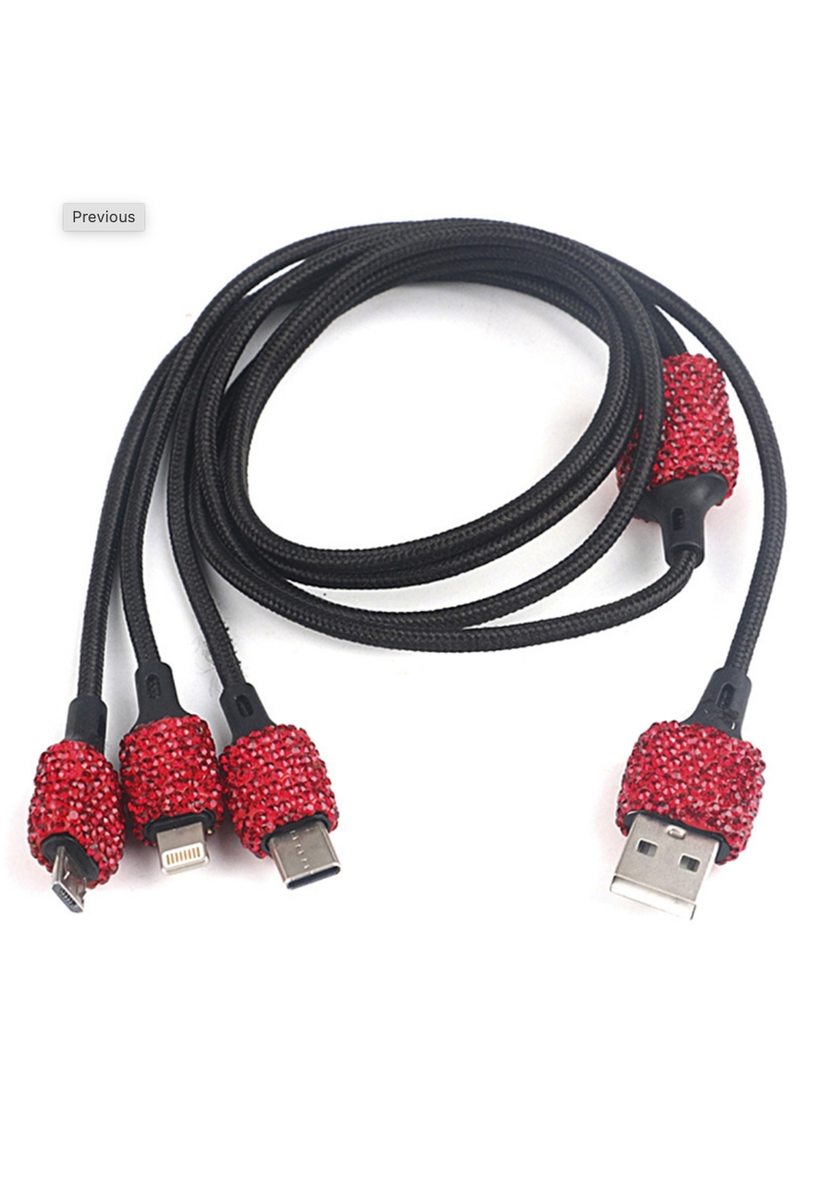 Rhinestone Charging Cable