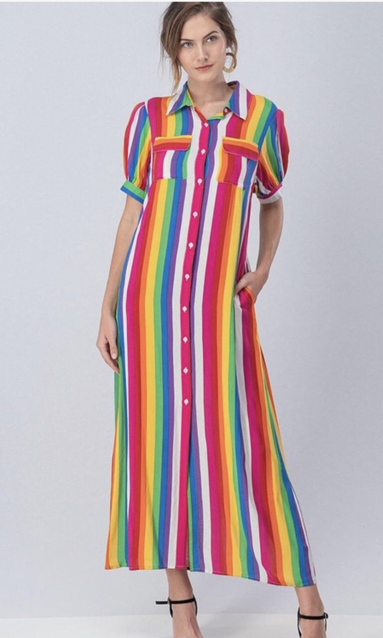 Rainbow Striped Maxi Dress