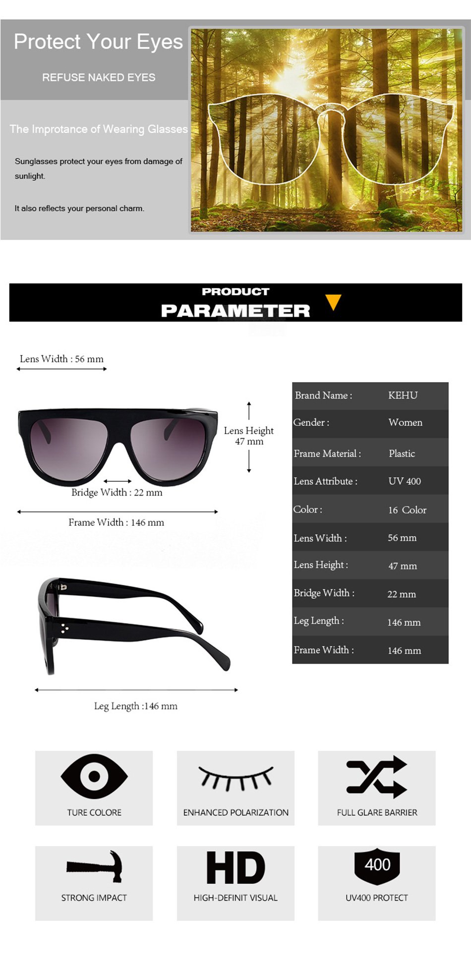 Flat Top Oversized Sunglasses