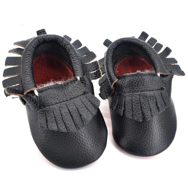 Genuine Leather Baby Moccasins with Fringe