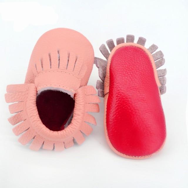 Genuine Leather Baby Moccasins with Fringe