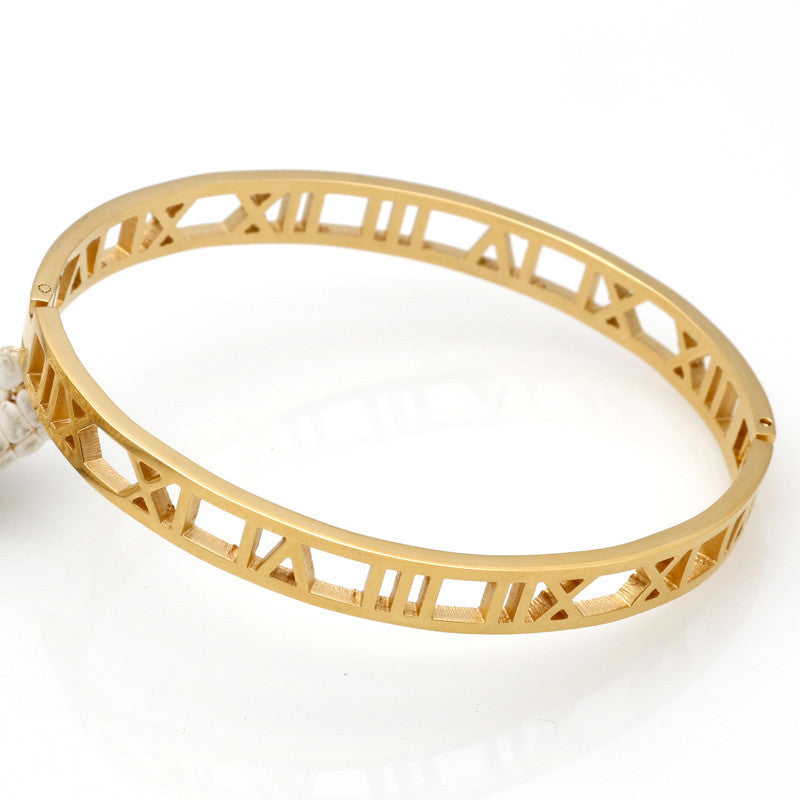 Roman Number Bangle Cuff Stainless Stell Bracelets