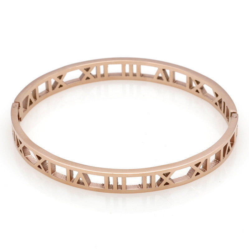 Roman Number Bangle Cuff Stainless Stell Bracelets
