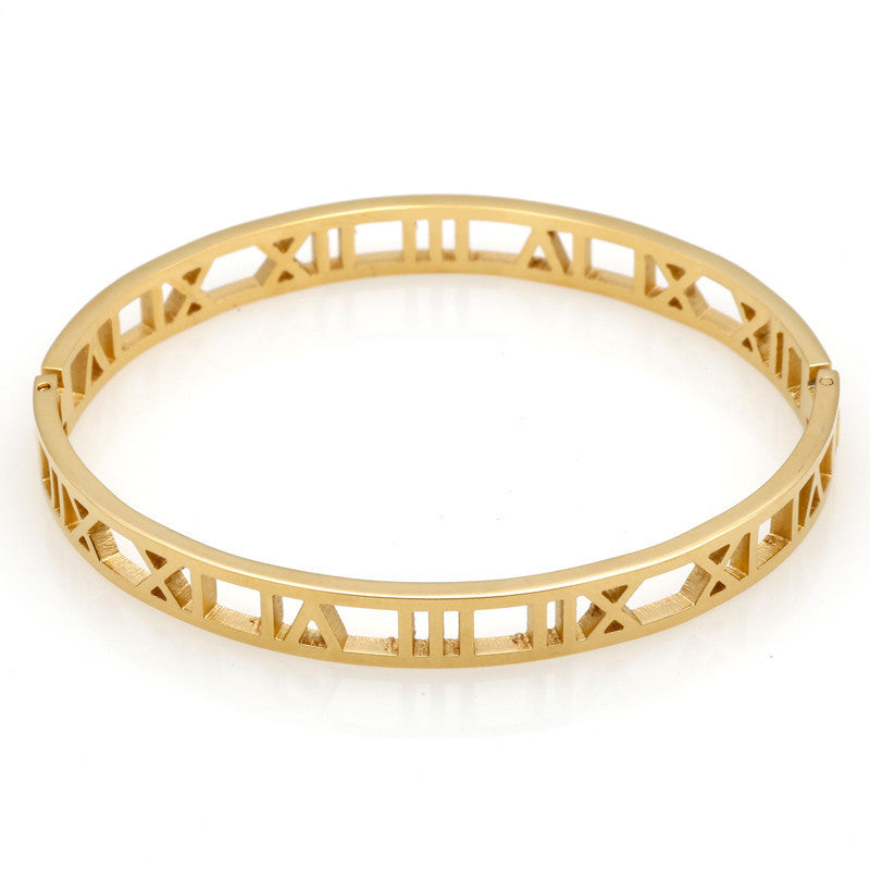Roman Number Bangle Cuff Stainless Stell Bracelets