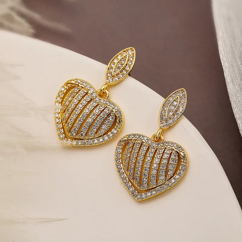 Heart Shaped Drop Earrings