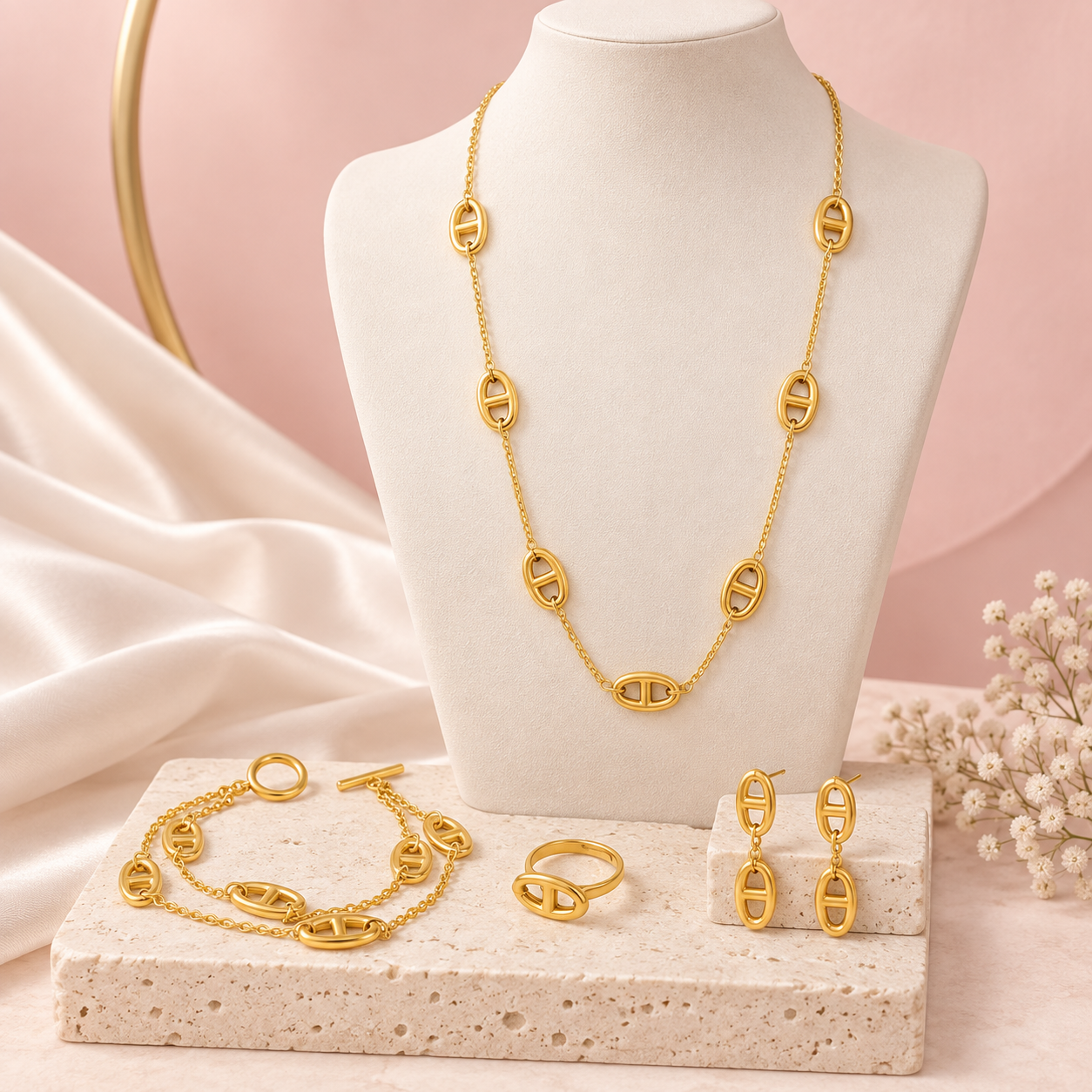 Gold Jeanne Four Piece Jewelry Set