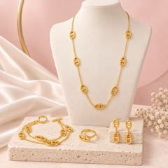 Gold Jeanne Four Piece Jewelry Set